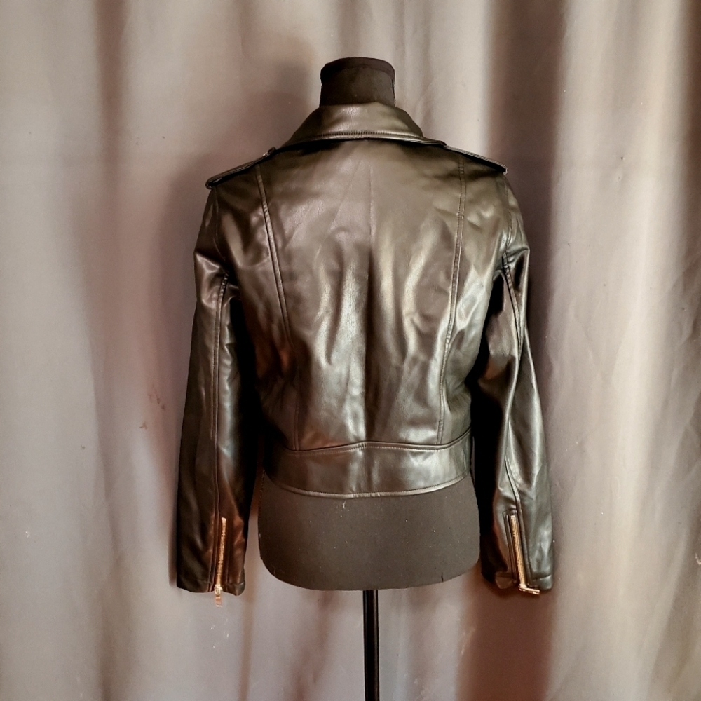 Zara Faux Leather Motorcycle Jacket Size Medium - Picture 3 of 9